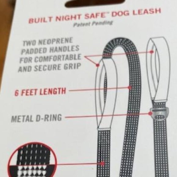 🏆HOST PICK🏆. BUILT Pet Nightsafe Dog Leash Small, Pink and Gray - Picture 4 of 8